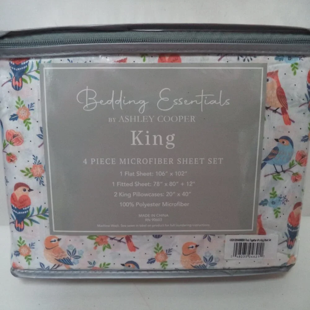 Ashley Cooper Birds of a Feather 4 piece Micro Fiber King sheet set NEW NWT
